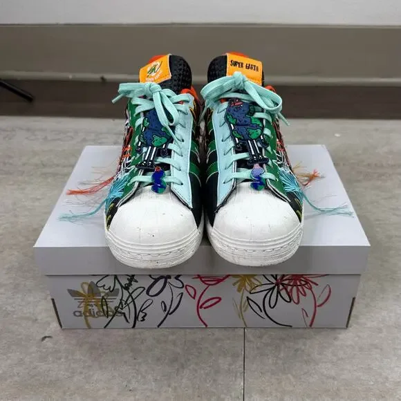 Vintage Y2K Adidas Superstar Low Top Shoes Mens 10 Wotherspoon Black - Picture 4 of 11